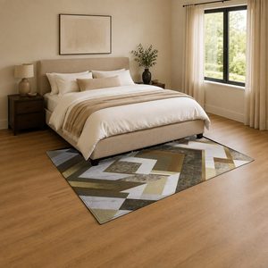 Tapis de salon en chenille antidérapant, imprimé numériquement, lavable en machine, beige et marron, style moderne et vintage, vente en gros, modèle LXDP-0863 - Product Image 3