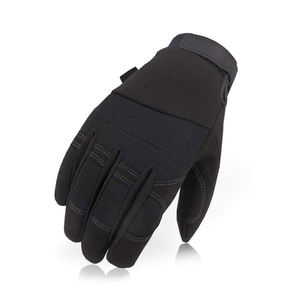 Guantes de cuero de piel de grano de cabra de alta calidad con puños elásticos negros Guantes de enclavamiento de tela de enclavamiento industrial de cuero - Product Image 4
