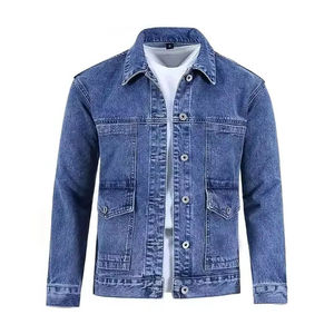 Service OEM Veste en jean de haute qualité avec impression de logo personnalisé pour hommes femmes col montant tissu de toile - Product Image 1