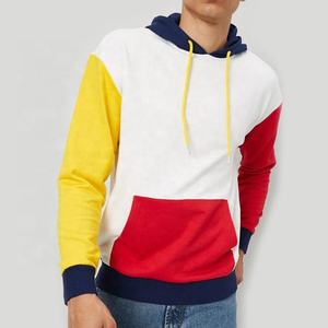 Sweat-shirts à capuche pour hommes en coton multicolores tendance avec blocs de couleur - Product Image 1