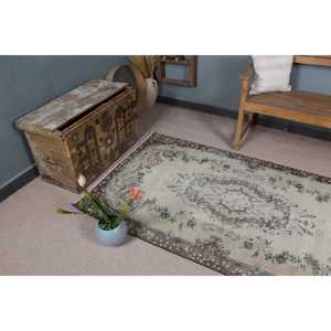 3.7x6.5 ft Turkish Vintage Rug, Area Rug, <b>Brown</b> <b>Wool</b> Rug - Product Image 5