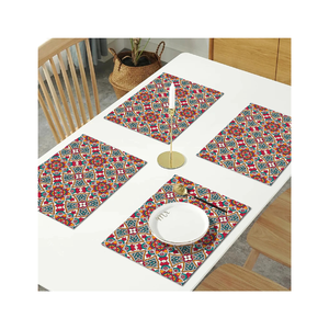 Manteles de mesa hechos a mano Slub Weave algodón azul Mandala 14x20 pulgadas GOTS certificado Anti-Fade 180 GSM bordado comedor Essentials - Product Image 3