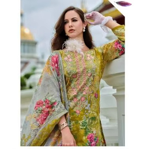 Catalogue complet de matériel de robe imprimé numérique en coton doux exclusif pour les vêtements de fête décontractés Salwar Kameez vêtements indiens pakistanais - Product Image 1