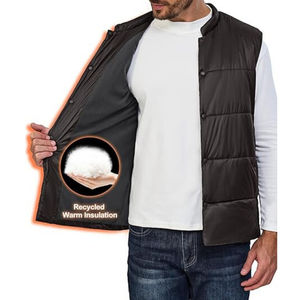 เสื้อกั๊กขนเป็ดน้ำหนักเบาสำหรับผู้ชายผ้าแคนวาสสำ100% ผ้าโพลีเอสเตอร์ผ้าใบกันลมมีซิป - Product Image 3