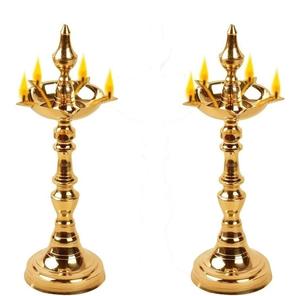 Support deepak en laiton pour utilisation au temple/bougeoir diya en laiton ethnique/support de lampe à huile en laiton poli laiton spirituel pooja deepak - Product Image 3