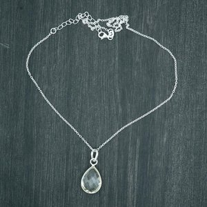 Collar de cristal de Plata de Ley 925 AAA + CALIDAD piedra preciosa genuina pera facetada platino blanco como Material principal joyería de lujo - Product Image 2