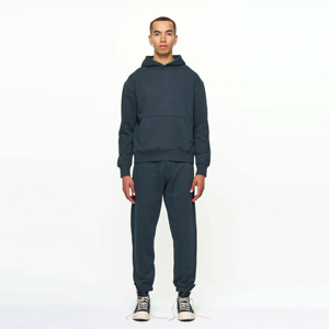 Ensemble survêtement streetwear 2 pièces personnalisé pour homme, hiver, uni, 100% coton, coupe classique, sweat à capuche et pantalon de jogging, faible MOQ - Product Image 1