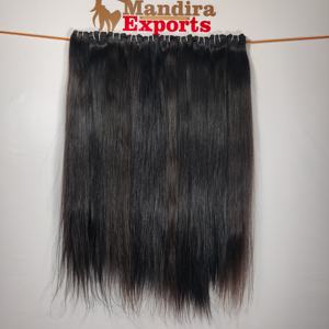 100% Remy largo sedoso recto 100 por ciento mejor calidad paquetes proveedor virgen indio templo extensiones de cabello humano - Product Image 3