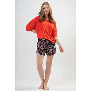 Conjunto de Falda y Pantalones Cortos Ovalados con Cuello en V y Hombros Descubiertos de Manga Corta Lyc Worteks para Mujer - Product Image 5