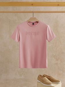 100% coton hommes à manches courtes t-shirt cou coupe régulière col rond Logo personnalisé impression en relief graphique respirant séchage rapide de haute qualité - Product Image 2