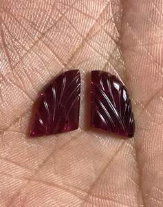 PAR de Tallados de Turmalina Rosa Natural Hechos a Mano. - Product Image 3