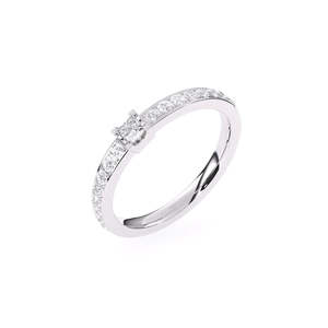 Anillo Solitario Princesa con Diamante Cultivado en Laboratorio de 0.41 Ct |   En oro amarillo, blanco y rosa de 9 quilates - Product Image 1
