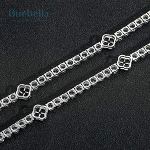 Men's 9mm Moissanite Tennis <b>Bracelet</b> with 925 Sterling Silver & 14k <b>White</b> <b>Gold</b> Plating Iced Out Four Leaf Black Clover Design - Product Image 3