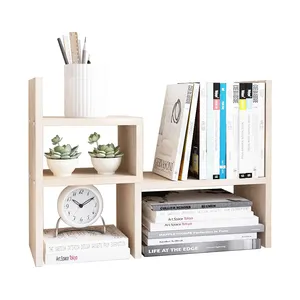 MDF verstellbares Desktop-Bücherregal in weißer Farbe, Desktop-Bücherregale aus Holz und abnehmbares MDF-Regalset