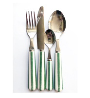 Ensemble de couteaux, fourchette et cuillère en acier au design unique, manche en résine pour la maison, ustensiles de cuisine, couverts en acier miroir