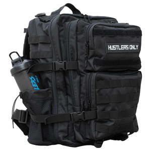 Hustlers Only Black Tactical Backpack Polyester Physiological Curve Back Side Pocket Durable <b>Rucksack</b> Waterproof 20-36L Unisex - Product Image 2
