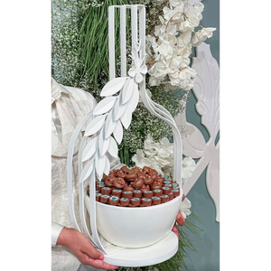 Bol de service à chocolat au design unique bol de service à chocolat de couleur blanche en métal de qualité de luxe pour le mariage bol à chocolat doué - Product Image 1