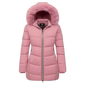 Áo khoác phao nữ hiện đại, thoải mái, có cổ lông và tay áo thun co giãn, túi khóa kéo, thích hợp cho phong cách đường phố mùa đông - Product Image 1