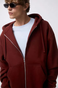 Offre Spéciale haut tendance impression personnalisée sweat à capuche zippé avec fermeture éclair 100% coton surdimensionné hommes décontracté blanc Streetwear sweats à capuche - Product Image 5