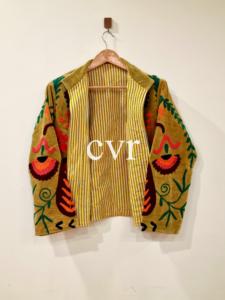 Abrigo de Terciopelo Bordado con Cuello Mandarín, Manga Larga, Estampado Floral, Estilo Bohemio Hecho a Mano, Ropa Exterior para Mujer Adulta, Prenda de Primavera - Product Image 4
