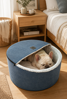 Lit pour chat luxueux et moelleux, écologique, antidérapant, couvert, lavable, nid douillet pour animaux de compagnie, pour chats d'intérieur, petit carton