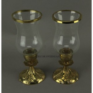 Feuilles Designer Couleur Argent Finition Brillant Poli Meilleure Qualité Métal Et Verre Clair Fait Décoratif Ouragan Bougeoir - Product Image 4