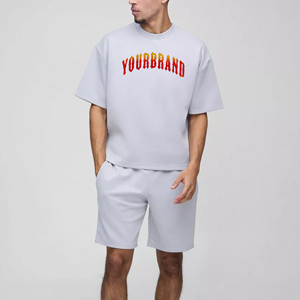 2 pièces chemise et short pour homme personnalisés sérigraphiés avec logo respirant anti-rides streatwear survêtement pour hommes - Product Image 6