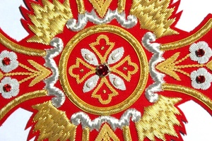 Very Fine Embroidered Gold Cross <b>Applique</b> for Greek Liturgical Vestments Sew-On Magnetic <b>Lace</b> Decoration - Product Image 4