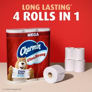 Para papel higiénico Ultra fuerte Charmin 4 Mega rollos 220 hojas desechables antibacterianos suaves y lavables - Product Image 3