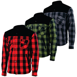 Chemise en flanelle personnalisée pour moto et course automobile avec fermeture éclair sur le devant et bouton col montant équipement de motard de sécurité pour moto - Product Image 1