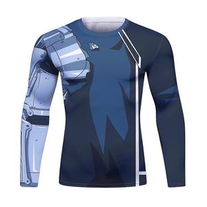 T-shirt de sport à manches longues pour homme, compression anti-UV UPF50+, rash guard, impression par sublimation, haut d'entraînement de fitness - Product Image 3