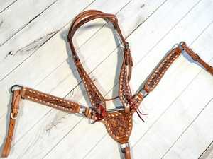 ชุดหมุดปักหนังแท้ลายดอกไม้แบบกลาดิเอเตอร์อานม้าน้ำหนักเบาสไตล์อังกฤษตะวันตกตามฤดูกาลรวมถึงหน้าอกส่วนหัว - Product Image 2