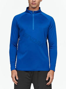 Camiseta de compresión de gimnasio para hombre con cremallera de 1/4 cuartos personalizada, ajustada a prueba de viento, ropa deportiva para entrenamiento al aire libre, manga larga, Primavera - Product Image 2