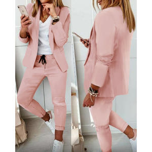 Trendy tweedelige broekpak damespakken met lange mouwen blazer dames kantoor casual pakken set voor dames - Product Image 5