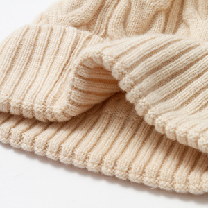 Gorro de lana 100% con puños, gorros de invierno cálidos unisex, gorro suave, transpirable, acogedor, elástico, tejido con puños, Jacquard - Product Image 3