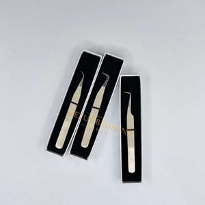 Pinzas de extensión de pestañas de fibra con punta curva y agarre de diamante, de alta calidad, para aislamiento/boot/90, con recubrimiento en polvo nude, instrumentos de belleza - Product Image 5