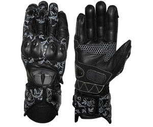 Guantes de moto de carreras de cuero de vaca de excelente calidad pantalla táctil gris Compatible con equipo de carreras de motos - Product Image 1