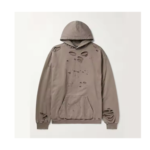 Latest <b>Winter</b> Styles Women Ripped Hole Hoodie New Fashion <b>Top</b> Manufacturer 100% Cotton Front Logo Position Hoodie - Product Image 6