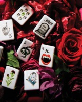 Juego de Fichas de Mahjong Americanas de Acrílico Personalizadas con Diseño de Halloween, Gótico, Vampiro, Boca de Serpiente, Calavera, Telaraña