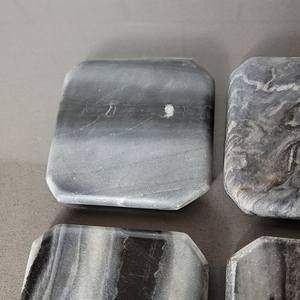 ที่รองแก้วสี่เหลี่ยมลายหินอ่อนสีเทาทำด้วยมือชุดวินเทจ - Product Image 2