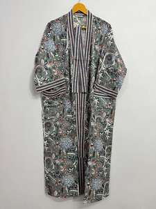 Belle Robe Kimono en coton Robe de chambre Kimono en coton indien Robe traditionnelle pour femmes Kimono Couverture de plage Vêtements de nuit pour femmes - Product Image 4