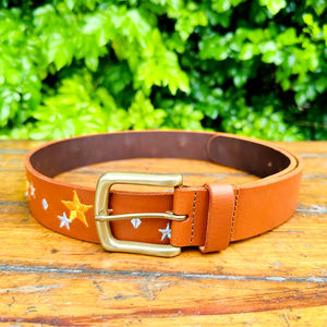 Épingle en cuir de buffle d'eau de 40mm pour ceinture en cuir de vachette Longueur personnalisée Broderie à fil cinq étoiles Alliage à usage décontracté d'affaires - Product Image 4