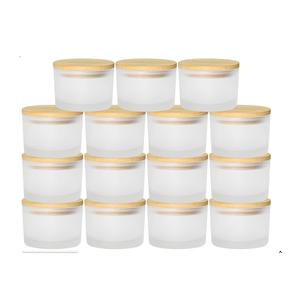 Bocaux à bougies épais faits à la main à fixer au mur pour la décoration de la maison, 12 pièces, 7 OZ, bocaux vides avec couvercles en bois, contenants d'échantillons givrés, 2 couleurs - Product Image 5