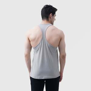 Elite Grip Men's XL Gym Vest Tank <b>Top</b> Light Grey Breathable Polyester Cotton with Hood Collar for Bodybuilding Muscle Styles - Product Image 2
