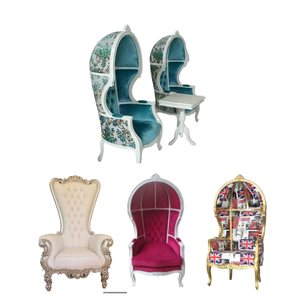 Silla de boda real del trono de la novia y el novio con respaldo alto mejor diseño Silla de fiesta de boda de alta calidad directo de fábrica Indonesia - Product Image 3