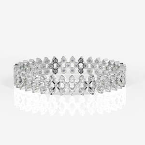 Brazalete de Oro de 14K con Diamante Cultivado en Laboratorio de Corte Redondo, Elegante Brazalete de Diamantes - Product Image 4