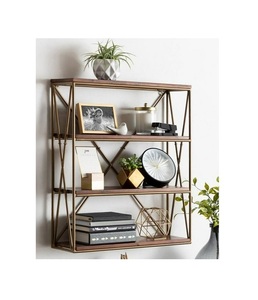 Stainless Steel Wall Racks Shelf Round Shaped Wooden Hanging Premium Rack 3 <b>Shelves</b> at Available Excellent Rate - Product Image 4