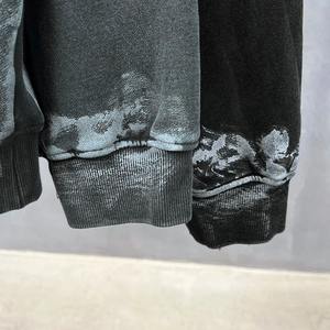 380 GSM Acid Washed Men's Oversized <b>Hoodie</b> Custom Logo Printed OEM <b>Black</b> Streetwear <b>Zipper</b> Hooded Sweatshirt - Product Image 6