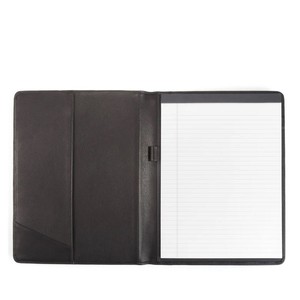 Padfolio estándar negro de cuero genuino A4 con lazo para bolígrafo - Product Image 1