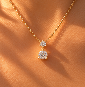 จี้เพชรทรงกลมเพาะเลี้ยงในห้องปฏิบัติการ ทองคำแท้ 14K 18K สร้อยคอแบบห้อยระดับต่างๆ DEF VVS ของขวัญเครื่องประดับชั้นดีสำหรับงานหมั้น ขายส่ง - Product Image 3